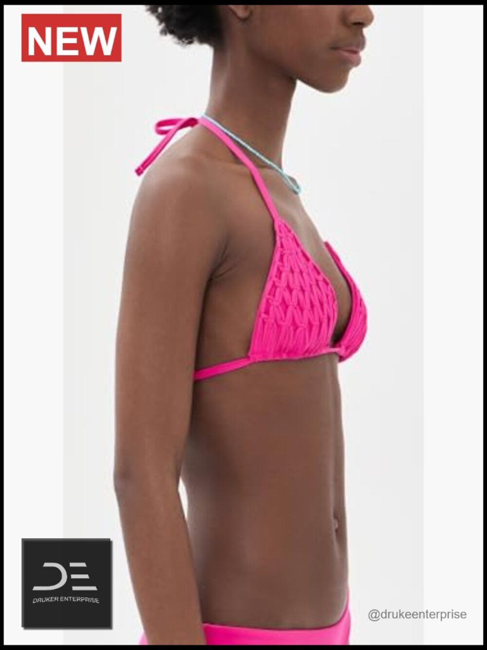 Triangle Bikini Top with Removable Padding, Nylon Blend, Hand Wash - Picture 4 of 6
